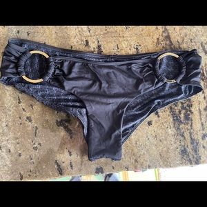Victorias Secret cheeky hipster black and gold swim bottoms small S